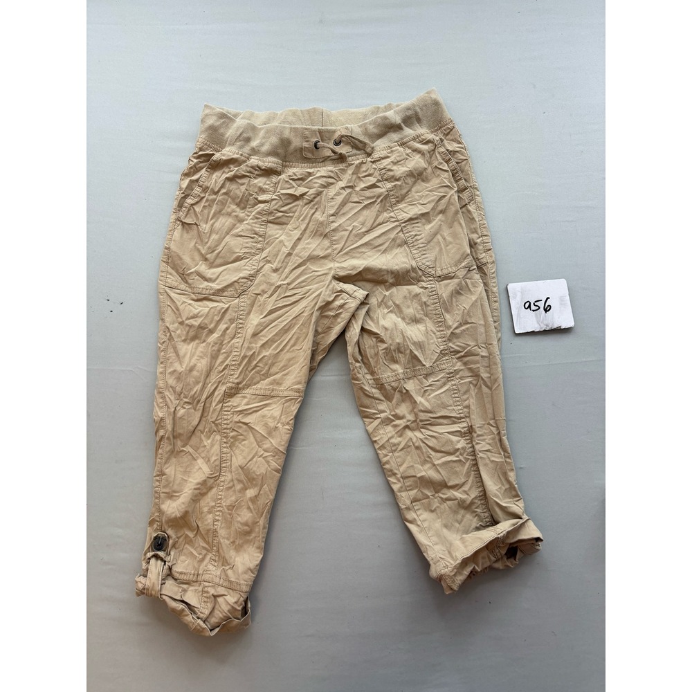 Dip Womens Tan Khaki Elastic Waist Utility Capri Cargo Pants Size 8